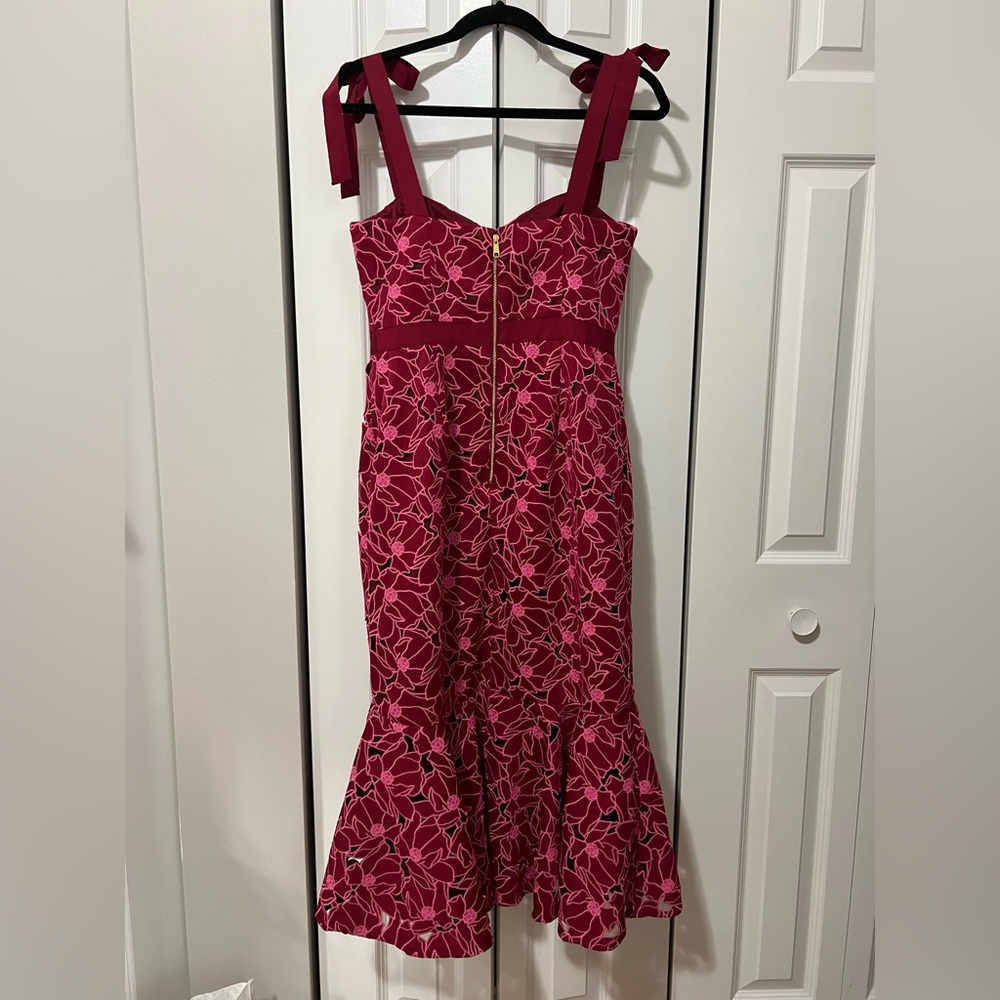 J.Crew Pink Eyelet Midi Dress w/ Flounce Hem (Size 6) - Picture 3 of 12